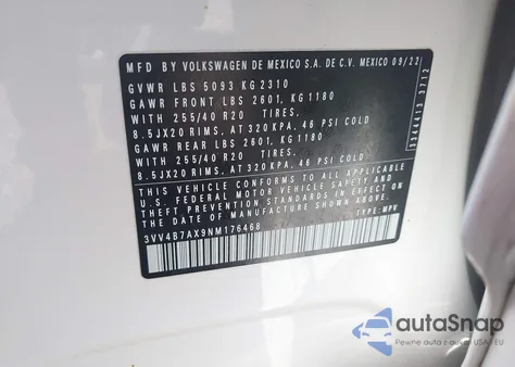 2022 Volkswagen Tiguan 2.0T Sel R-Line from USA, damaged, VIN 3VV4B7AX9NM176468